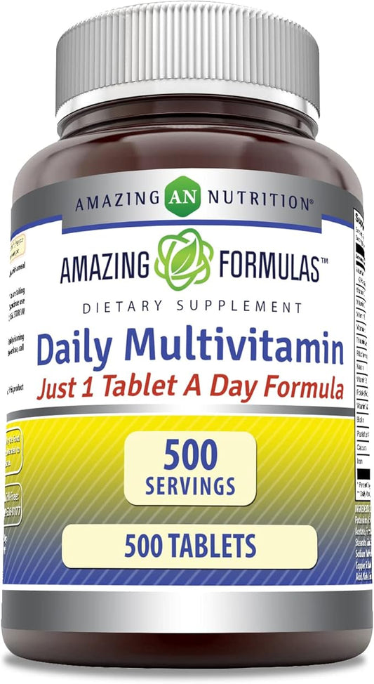 Amazing Formulas Daily Multivitamin 500 Tablets Supplement | Just 1 Tablets A Day | Non-GMO | Gluten Free | Made in USA