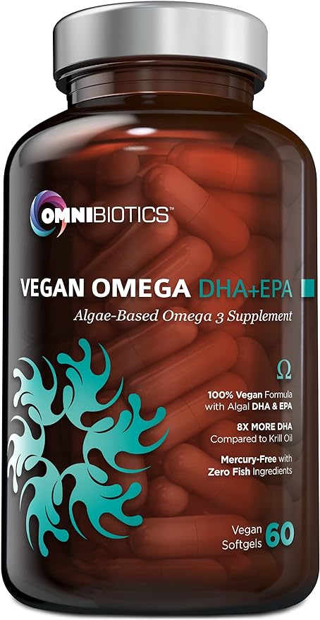 Vegan Omega 3 DHA EPA Supplement - MD-Certified Prenatal Supplement with 8X More DHA Than Krill Oil, Fish-Free Omega 3, 6, 9 and Essential Fatty Acids from Algae Oil. Non-GMO - 60 Vegan Capsules