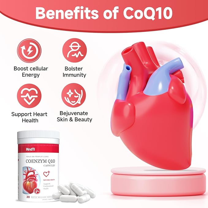 CoQ10 Supplement, High Absorption Coenzyme Q10 Supplements for Heart Health & Cellular Energy,30 Capsules