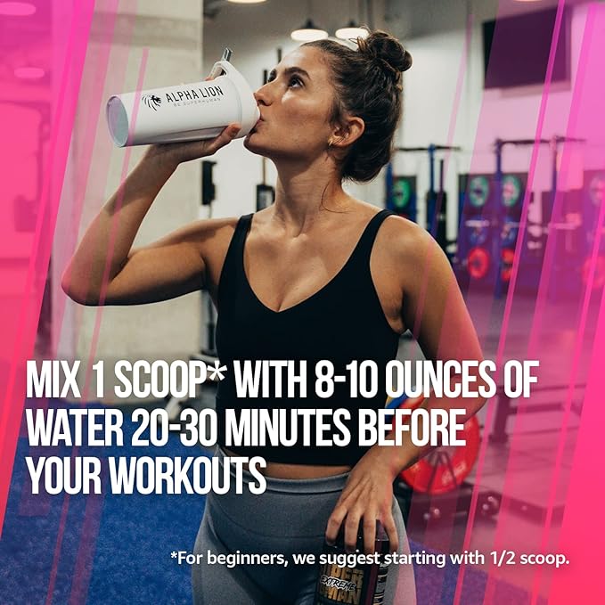 ALPHA LION Superhuman Extreme High Stim Pre Workout Powder, Beta Alanine, L-Taurine & 356mg Tri-Source Caffeine for Sustained Energy, Nitric Oxide & Citrulline for Pump (21 Servings, Slaughtermelon)