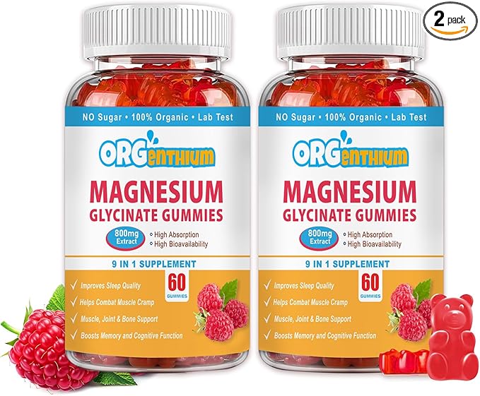 Magnesium Glycinate Gummies | Sugar-Free | Gluten-Free | Non-GMO| Vegan-Friendly | Relaxation Calm Magnesium Gummies for Adults & Kids 120Ct