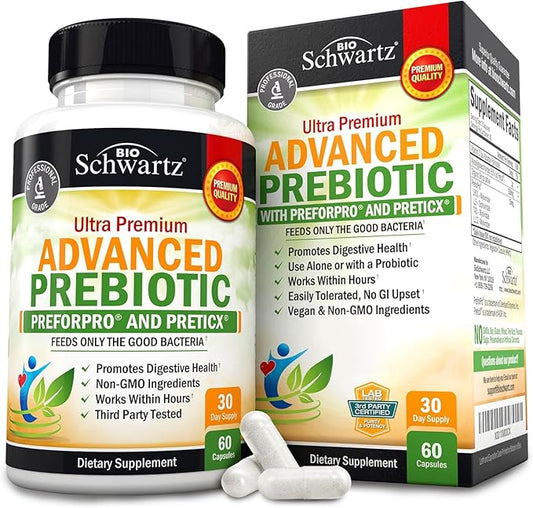 Prebiotics for Advanced Gut Health - Immune System Support & Dietary Fiber - Fuels Good Bacteria Growth to Promote Digestive Health - Gas & Digestion Support - Probiotics for Men & Women - 60 Capsules