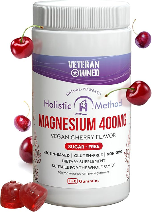 Magnesium Citrate Gummies - Sugar-Free, Vegan and Non-GMO for Better Sleep and Relaxation - No Sugar Alcohol - Magnesium Supplement for Adults, Teens and Kids - Cherry - 120 Chews