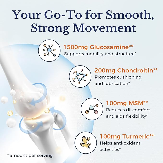 Vitalitown Glucosamine Chondroitin MSM | Collagen, Boswellia, Turmeric, Hyaluronic Acid, Bromelain | Triple Action+ Formula | 12 Move-Freely Ingredients | 90 Tablets, No Shellfish