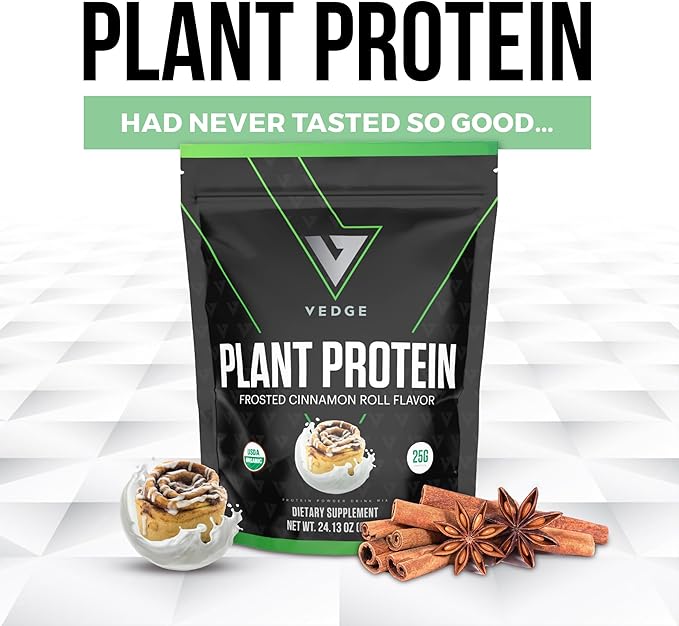 vedge Certified Organic Vegan Plant Protein - 25g Protein - Plant-Based Vegan Protein Powder with Stevia & Complete Amino Acids - USDA Organic, Gluten Free, Non Dairy Nutrition Plant Protein