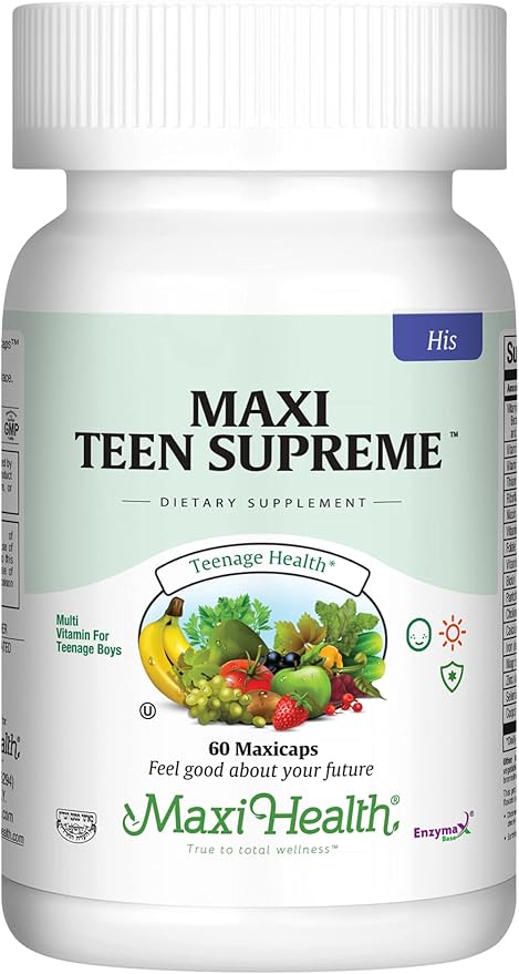 Maxi Health Teen Supreme HIS Vitamins for Teen Boys (60) - Teen Multivitamin for Young Men Ages 12 17 - Daily Teen Vitamins for Nutrition, Energy, Immune Support, Antioxidants & Teen Boy Needs