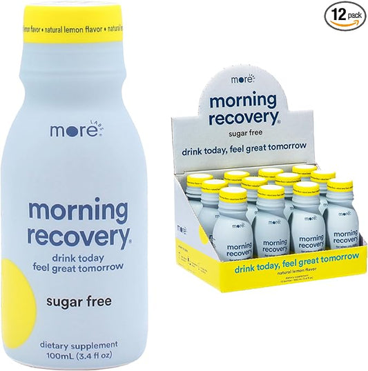 Morning Recovery Electrolyte, Milk Thistle Drink Proprietary Formulation to Hydrate While Drinking for Morning Recovery, Highly Soluble Liquid DHM, Sugar-Free Lemon, Pack of 12