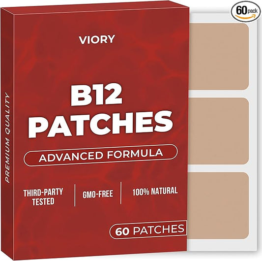 VIORY B12 Patches (Pack of 60) - 100% Natural Patch for Women and Men - Firming, Energy, Focus & Body Support - Enhanced Formula