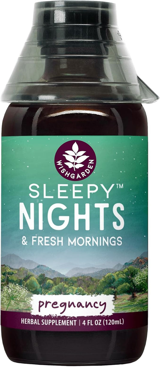 WishGarden Herbs Sleepy Nights for Pregnancy - Plant-Based Herbal Sleep Aid Safe for Pregnant Moms, Organic Sleep Tincture with Chamomile & Scullcap Supports Restful Sleep Without Melatonin, 4oz
