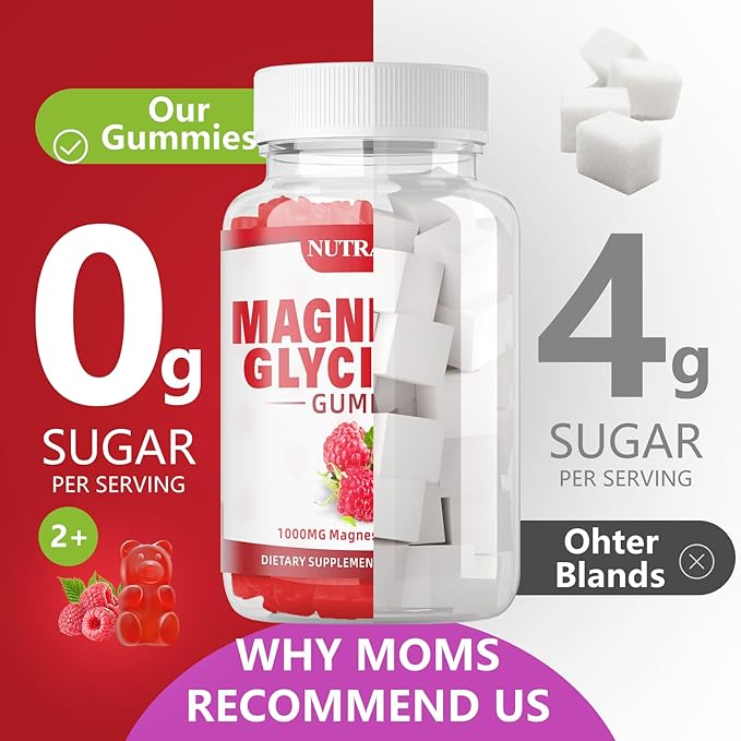Magnesium Glycinate Gummies 1000mg with Magnesium L-Threonate,Chelated Magnesium Potassium Complex Supplement with VitD, B6, CoQ10, Calcium,Supports for Memory, Calm, Mood - 90 Gummies