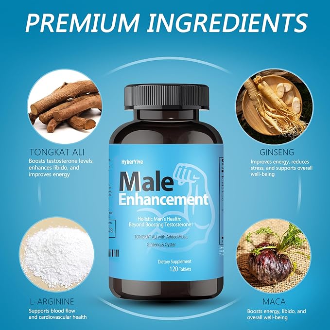 Testosterone Supplement for Men – Tongkat Ali, Maca, L-Arginine HCI& Ginseng for Energy, Stamina & Endurance, Non-GMO, Gluten-Free, 120 Tablets(60-Day Supply)