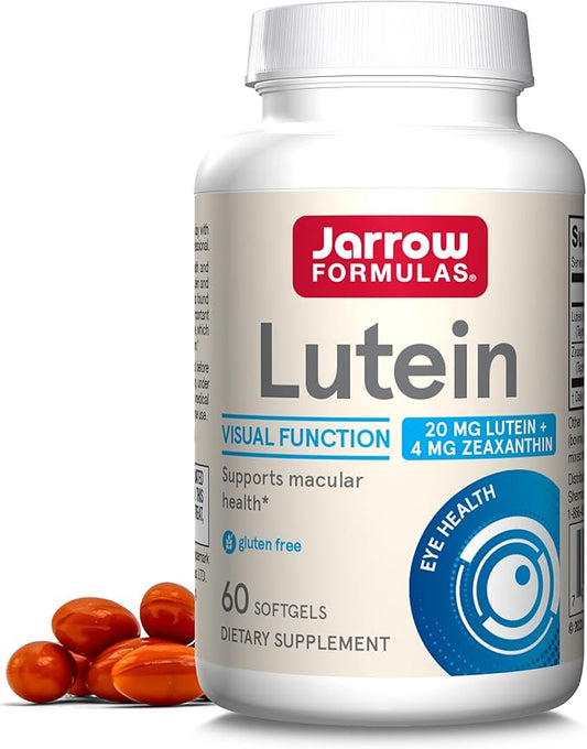 Jarrow Formulas Lutein 20 mg With Zeaxanthin, Dietary Supplement for Visual Function and Macular Health Support, 60 Softgels, 60 Day Supply