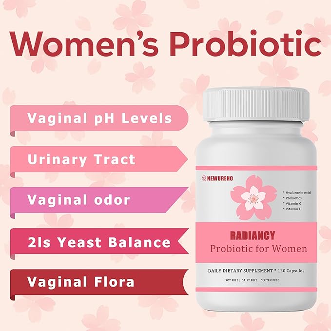 Radiancy Probiotic for Women, True Fem 4-in-1 Vaginal Probiotics for Vaginal Dryness & PH Balance | 2,000mg Multi-Collagen Blend, Hyaluronic Acid, Organic Prebiotics, Vitamin C & E (30-Day Supply)