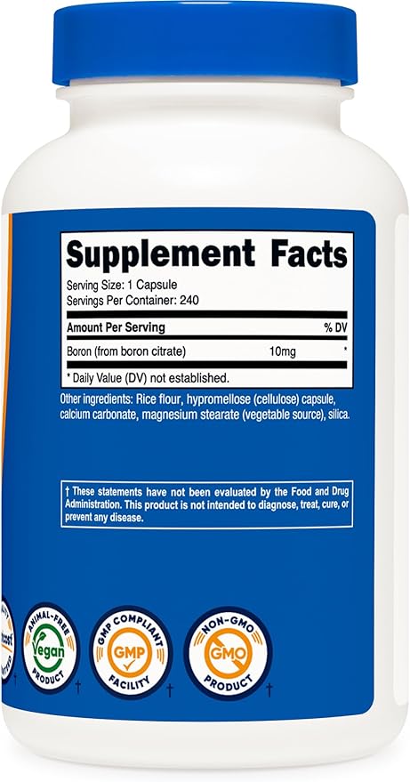 Nutricost Boron Capsules 10mg, 240 Vegetarian Capsules, Gluten Free and Non-GMO