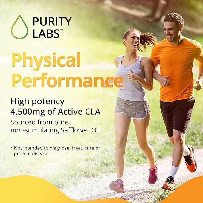 Purity Labs CLA Supplements 4500MG - Non-GMO Safflower Oil - Supports Energy, Weight Loss, Heart Health, and Muscle Health - 180 Soft gels