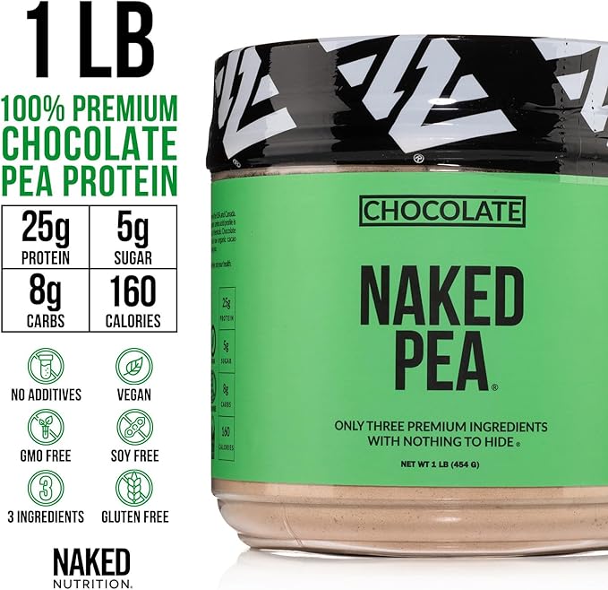 Chocolate Pea Protein Isolate from North American Farms, Only 3 Ingredients, Chocolate Vegan Protein, Gluten-Free, Soy Free, GMO Free - 1LB