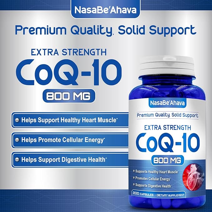 CoQ10 800mg Capsules | Vegan Friendly Coenzyme Q10 800mg from Easy Absorption Ubiquinone Supplement for Skin Heart and Energy Support | Made in The USA in cGMP Facilities (100 Servings)