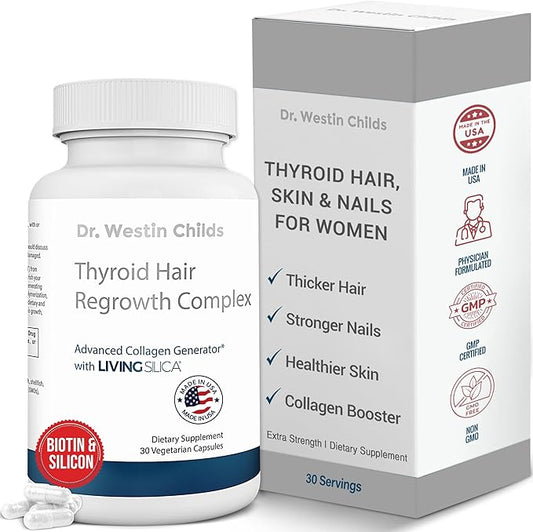 Dr. Westin Childs - Thyroid Hair Regrowth Complex - Skin & Nails Vitamins for Women, Silicon & Biotin for Hair Loss, Beauty & Collagen in Hypothyroidism, Hashimoto's & Hyperthyroidism - 60 Ct