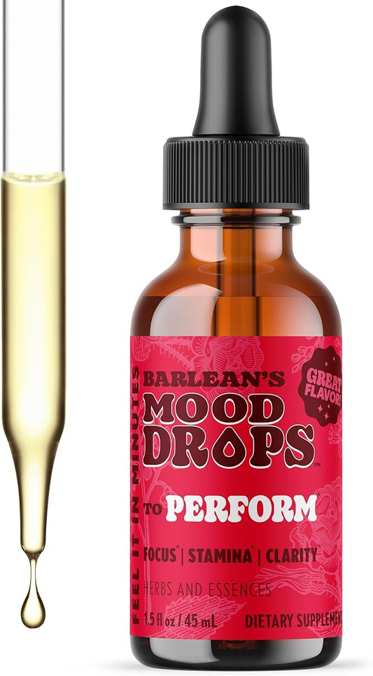 Barlean's Mood Booster Supplement, Perform L Theanine and Shilajit Liquid Drop Supplements for Men and Women, Adaptogen Herbs Drops, 1.5 oz