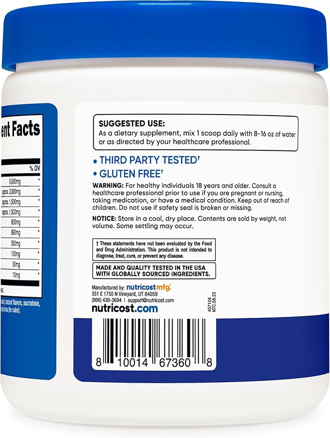 Nutricost EAA Powder 30 Servings (Blue Raspberry) - Essential Amino Acids - Non-GMO, Gluten Free, Vegetarian Friendly