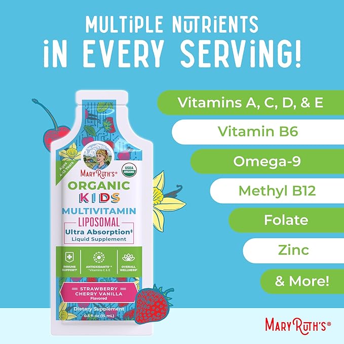 Multivitamin for Kids | Sugar Free Kids Multivitamin | Liquid Vitamins | Immune Support Supplement | Cognitive Health & Overall Wellness | USDA Organic | Vegan | Non-GMO | 14 Servings