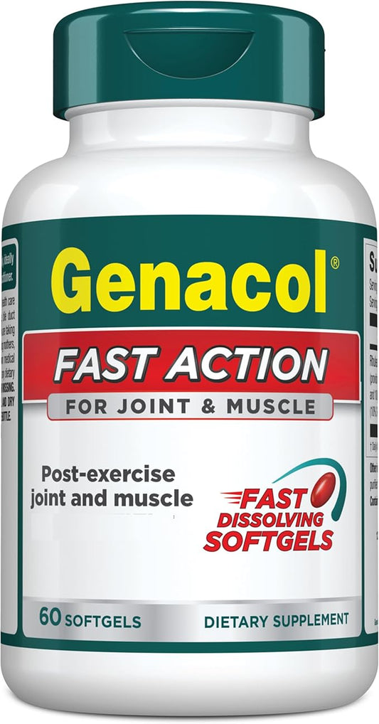 Genacol Fast Action Natural Formula with Curcumin, Boswellia & Black Sesame Oil | All-Natura | Non-GMO | 60 Fast Dissolving Softgels