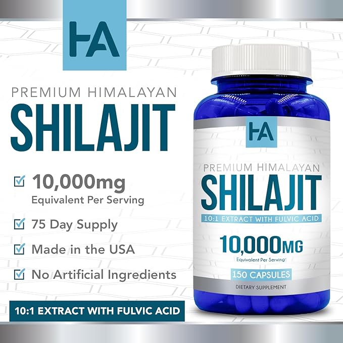 Shilajit 10,000mg (150 Capsules) - Premium Shilajit Capsule (Non-GMO & Gluten Free)