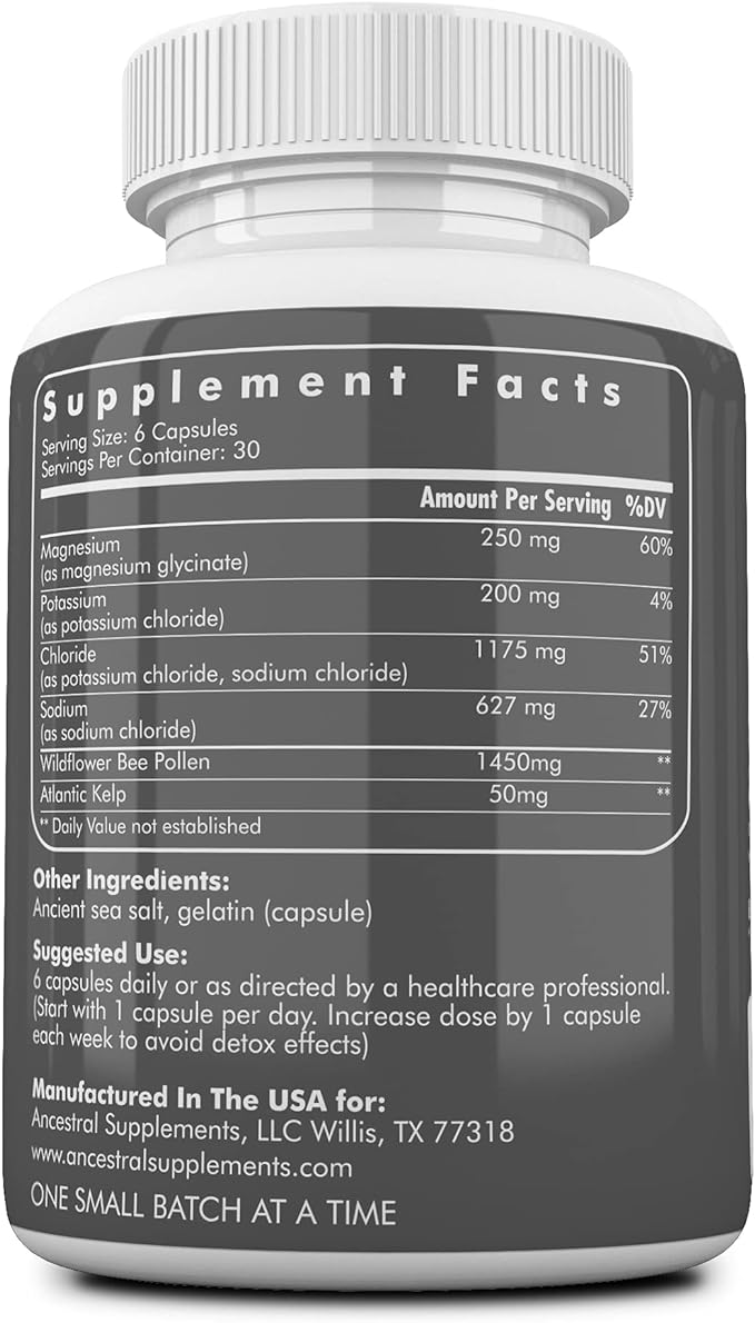 Ancestral Supplements Minerals & Electrolytes with Magnesium, Potassium, Sodium, Supports Optimal Hydration, Immune Health, Athletic Performance, Digestion, and Remineralization, 180 Capsules
