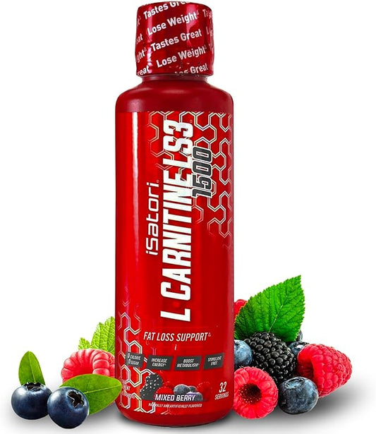 iSatori L-Carnitine LS3 1500, Triple-Blend Liquid L Carnitine Supplement, with Acetyl & Tartrate, Stimulant Free Energy, No Calories, Sugar or Gluten, Keto-Friendly, Mixed Berry Flavor (32 Servings)
