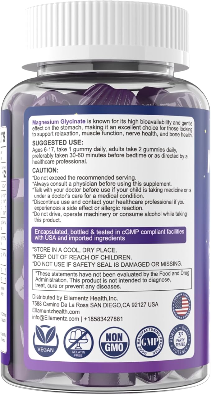 Magnesium Glycinate Gummies 500mg for Adults Kids Teens - Sugar Free Magnesium Calm Sleep Aid Gummies with L-Theanine, B6, Zinc, Glycine for Sleep, Calm, Relax Brain & Muscle Support, No Melatonin