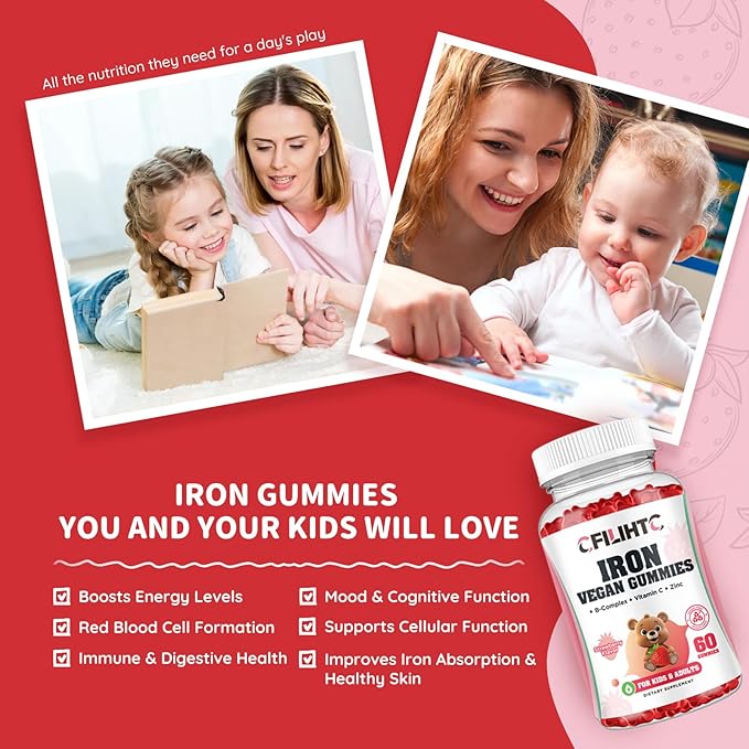 Liquid Iron Supplement for Women & Men, Iron Gummies for Kids & Adults