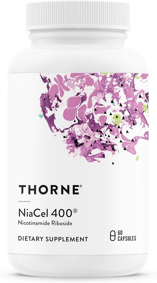 THORNE NiaCel 400 - NAD Supplement - Nicotinamide Riboside - Support Healthy Aging, Cellular Energy Production, and Sleep-Wake Cycle* - NSF Certified for Sport - Gluten Free - 60 Capsules- 60 Servings