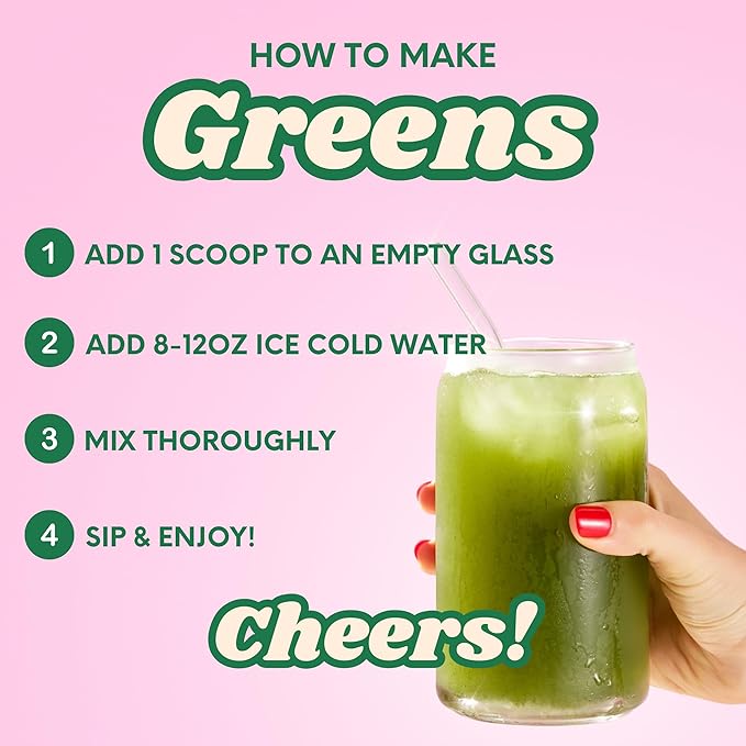 Kiala Nutrition Super Greens, Organic Greens Powder with Spirulina & Chlorella for Digestion, Gut Health, Immunity & Energy, Gluten Free, Vegan, Daily Support for Women, Miami Vice Flavor, 30 Servings