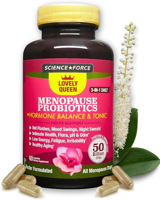 Lovely Menopause Supplement + Hormone Balance + Weight Management, Hot Flashes, Mood Swings, Vaginal Health & Dryness | Black Cohosh, Dong Quai, Ashwagandha + Probiotics, Woman Supplement, 60 ct