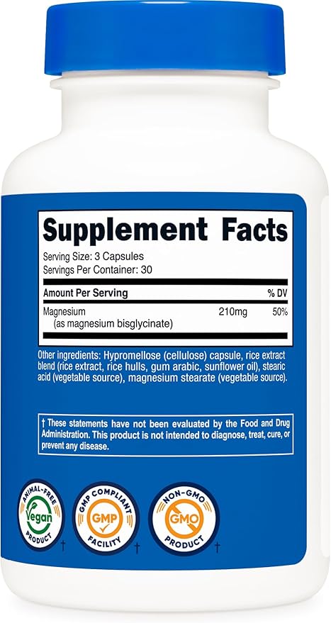 Nutricost Magnesium Glycinate Capsules (90 Capsules, 210 mg Per Serving) - Magnesium Glycinate Supplement for Gentle Absorption