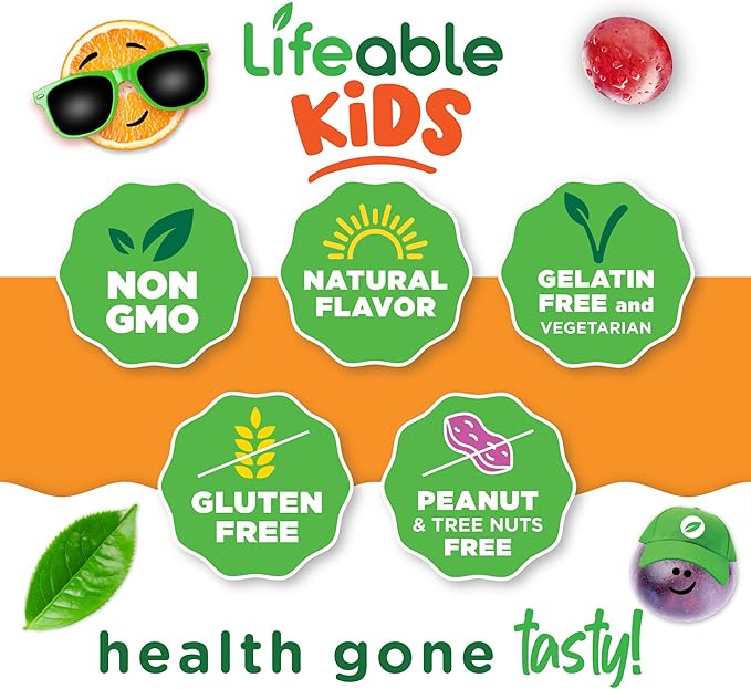 Lifeable Magnesium Gummies for Kids | 900mg Magnesium Citrate | Great Tasting Kids Magnesium Supplement | Gluten Free Muscle Support and Stress Relief Chewable | 90 Gummies