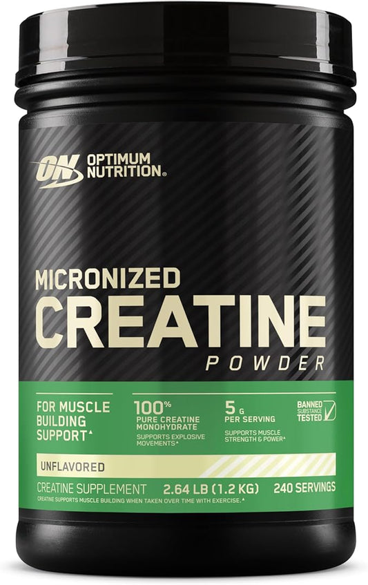 Optimum Nutrition Micronized Creatine Monohydrate Powder, Unflavored, Keto Friendly, 240 Servings (Packaging May Vary)