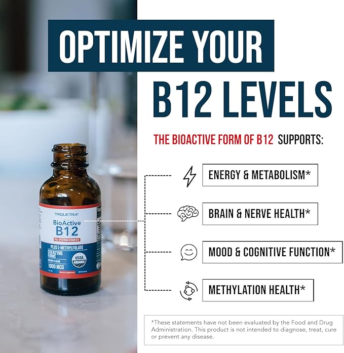 Organic Vitamin B12 - 5000 mcg, 3 BioActive Forms B12: Methyl B12, Adenosyl B12 & Hydroxy B12 - Plus L-Methylfolate Cofactor | Sublingual Form, Cherry Flavor, Vegan, Non-GMO (120 Servings - 2 Pack)