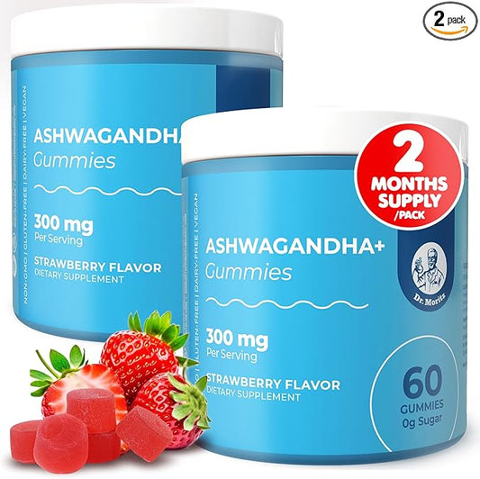 DR. MORITZ Ashwagandha Gummies for Calm, Relaxation, and Immune Support - Ashwagandha for Women and Men - with L-Theanine - Sugar Free and Non-GMO (2 Pack, 120 Count)