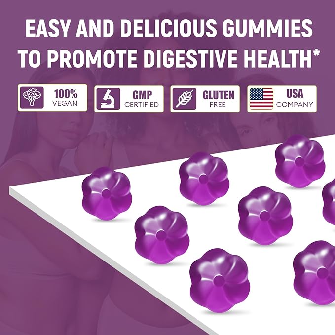 10G Fiber Gummies for Adults, No Sugar Added Grape Flavor, Fiber Supplement with 30 Billion CFU Probiotics Blend, ACV, Vitamin C, Inulin, Support Digestive Health, 90 Count