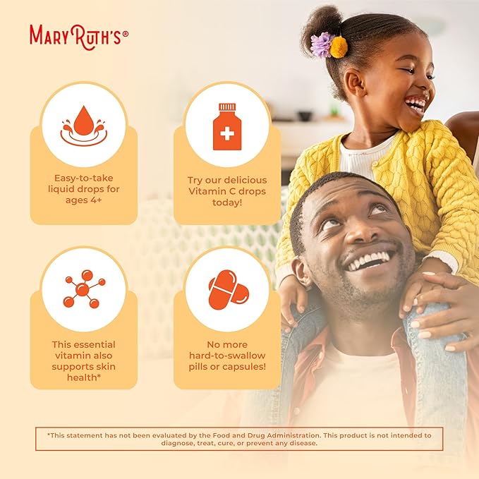 MaryRuth Organics Organic Vitamin C Supplement | Liquid Vitamin C Liquid Drops for Adults & Kids | Immune Support Supplement for Overall Health | Vegan | Non-GMO | Gluten Free | 4 Fl Oz