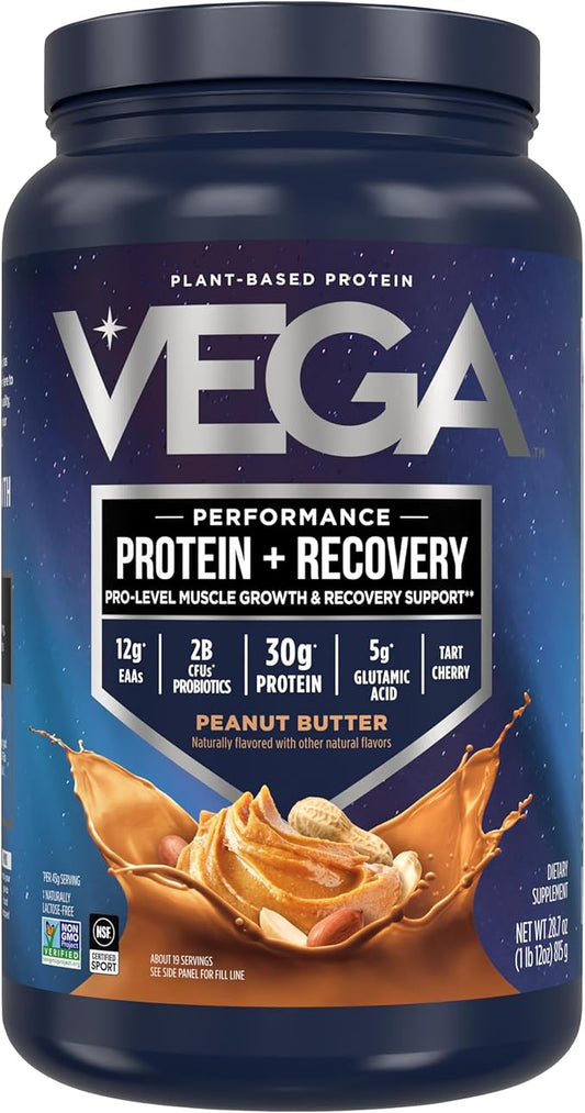 Vega Premium Sport Protein Peanut Butter Protein Powder, Vegan, Non GMO, Gluten Free Plant Based Protein Powder Drink Mix, NSF Certified for Sport, 28.7 oz