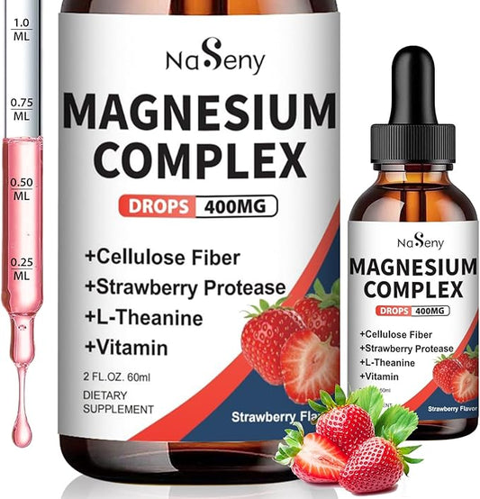 Liquid Magnesium Glycinate 400mg, Kids Magnesium Complex Drops with Vitamin B C D for Bone Health,Relaxation and Sleep Non GMO Gluten Free (2 Fl Oz/1PCS)