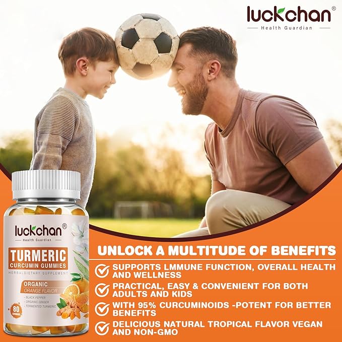 Turmeric Curcumin Gummies with Ginger & Black Pepper Herbal Supplement-160 Count for Adults and Kids, 2400mg - Tumeric Gummy Supplements Vegan, Organic, Gelatin-Free 3 Pack