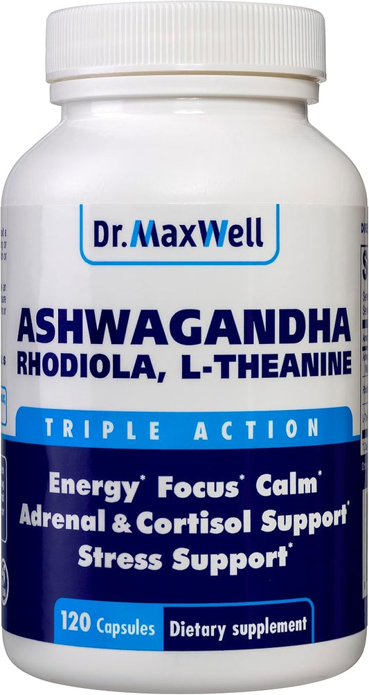 Cortisol Manager Supplement, Supports Relaxation, Mood & Sleep in Times of Occasional Stress, Ashwagandha Rhodiola Adaptogens, Helps Maintain Normal Cortisol Levels, 120 Capsules