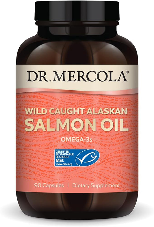 Dr. Mercola Wild Caught Alaskan Salmon Oil, 30 Servings (90 Capsules), Omega-3s, Dietary Supplement, Supports Healthy Brain & Cognitive Function, Non-GMO, MSC Certified