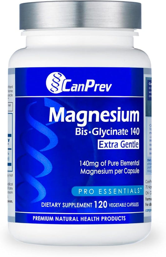 CanPrev Magnesium BisGlycinate Extra Gentle 140mg, 120 v-Caps 120-Day Supply - Pure Elemental Magnesium Supplement, Support Bone & Muscle Function, Gentle on Stomach, Perfect for Daily Magnesium Needs