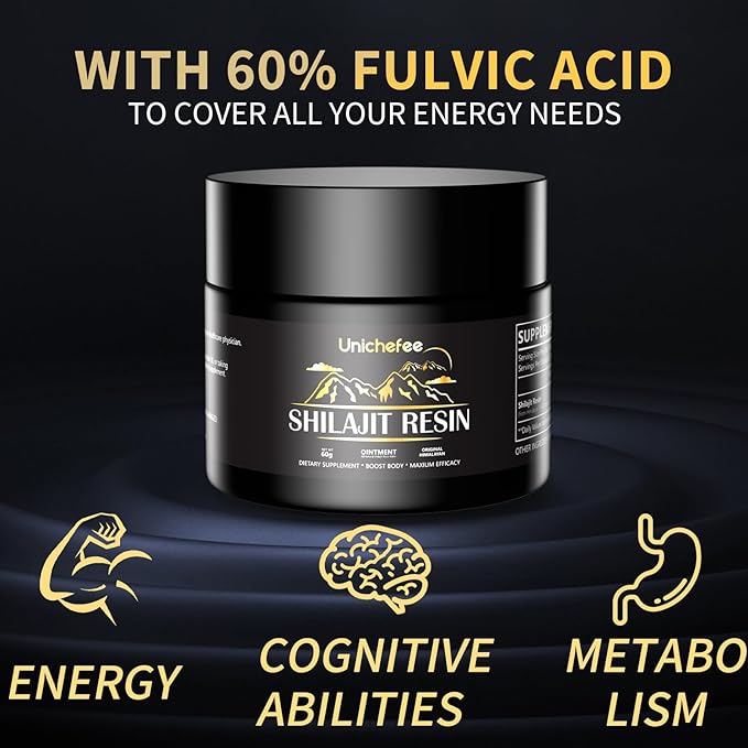 60g Shilajit Resin Pure Himalayan Organic 100% Shilajit Natural Resin Mineral Supplements for Men/Women, with 85+ Trace Minerals & Fulvic Acid for Energy