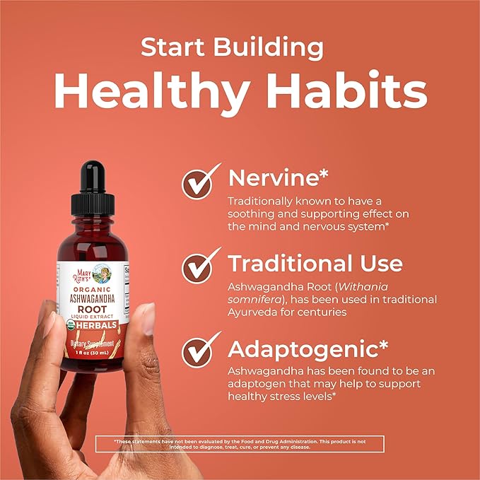 MaryRuth Organics Precision Probiotic Drops for Teens (Raspberry) & Ashwagandha Drops | USDA Organic | Vitamins for Gut Health, Relaxation, & Overall Wellness | Vegan, Non-GMO, Gluten Free