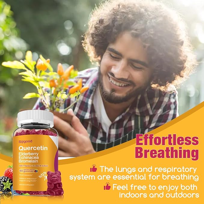2 Packs Quercetin with Bromelain Gummies, Elderberry, Echinacea, Vitamin C D Zinc - Immune System Support 120 Counts Pure Quercetin Supplements Gummies for Kids & Adults